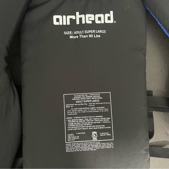 AIRHEAD General All-Purpose Life Jacket Adult Universal Size XL Blue NWT - Picture 2 of 7